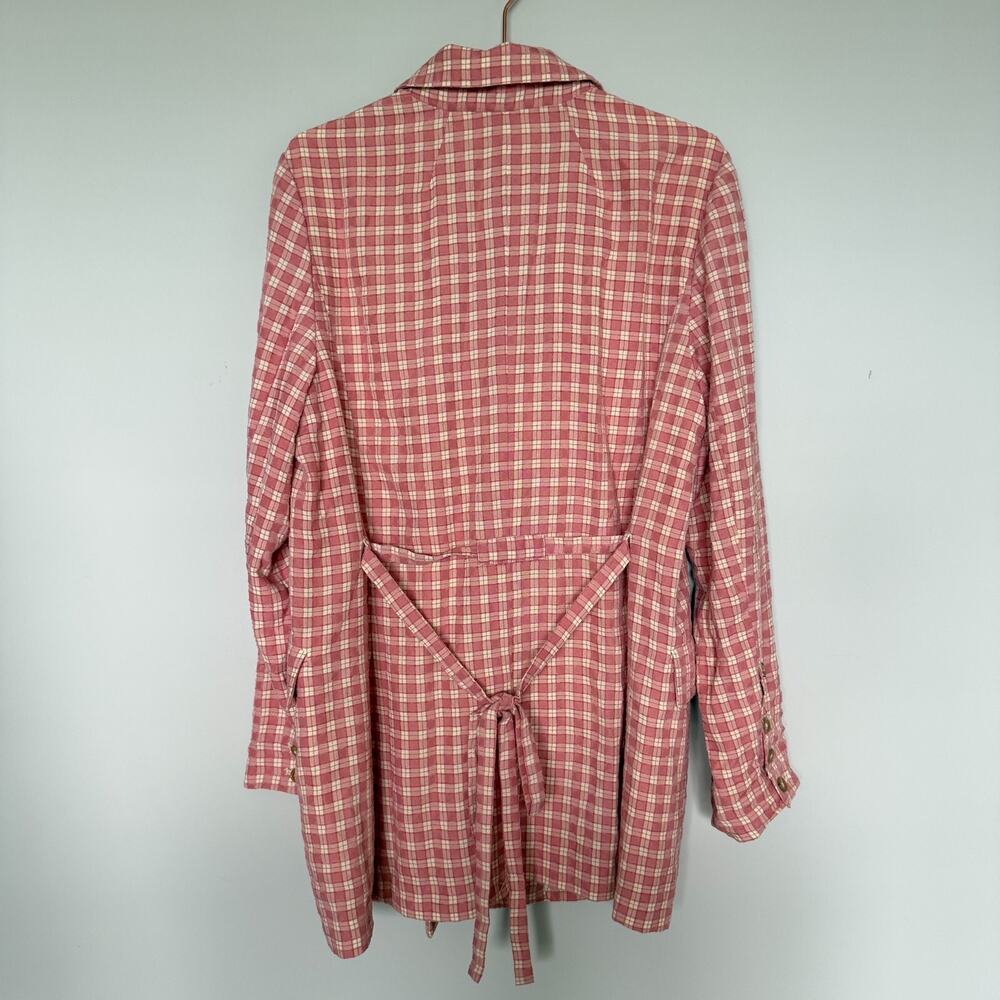 Free People Pink Plaid Double-Breasted Blazer Jacket - Picture 8 of 9